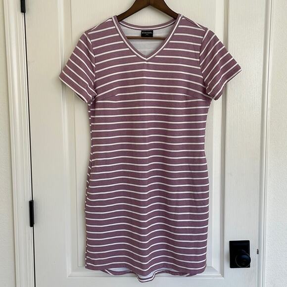 32 Degrees Stretch Knit Activewear Dress w/ Pockets Purple Stripe Size M - Picture 2 of 8